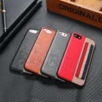 Wholesale iPhone 8 Plus / 7 Plus Striped Hand Strap Grip Holder PU Leather Case (Red)